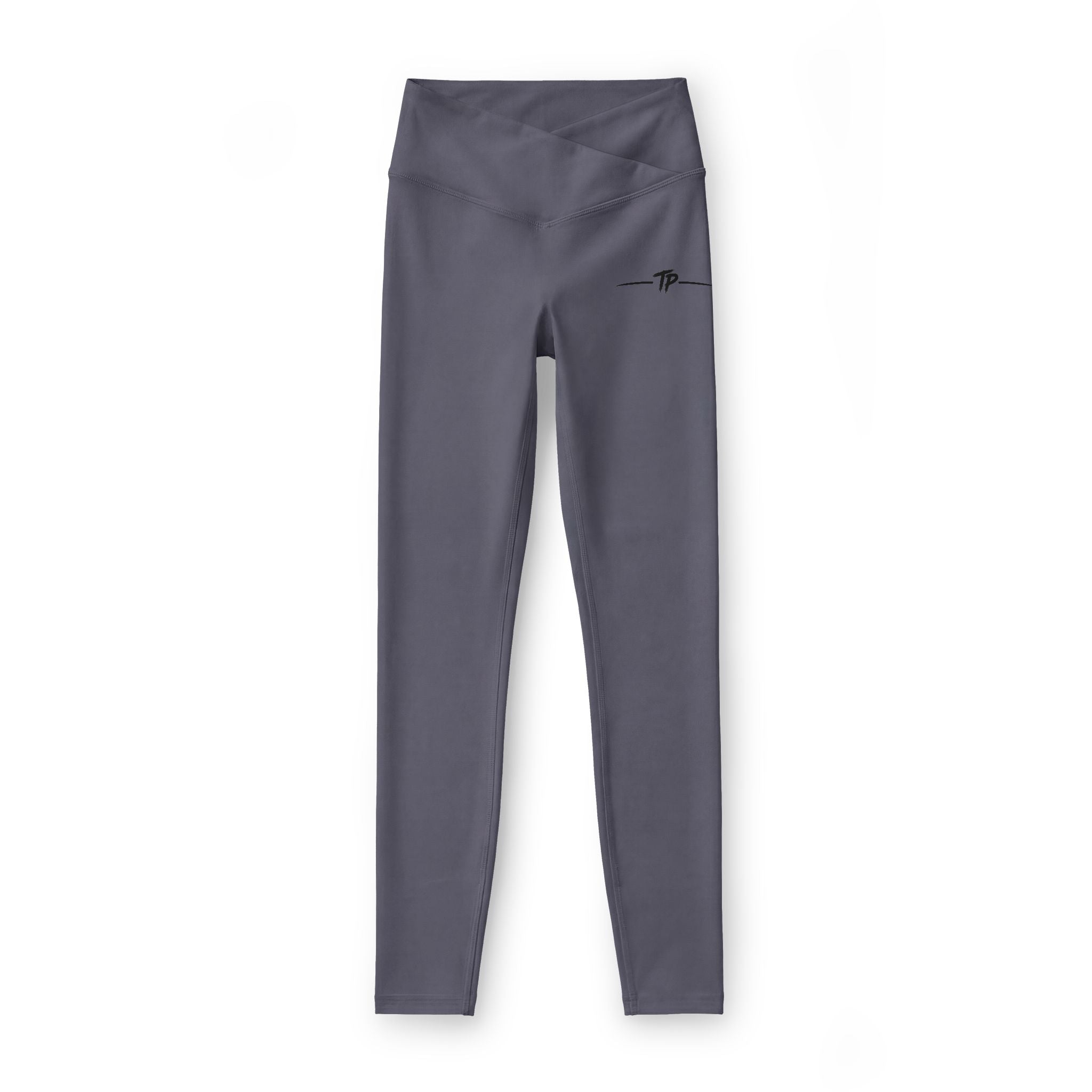 Women’s Luxe Leggings — Sleek V‑Waist Activewear with Minimal Side Script
